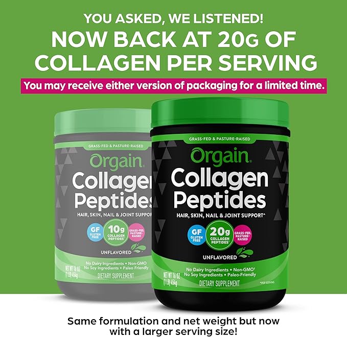 Orgain Hydrolyzed Collagen Powder + 50 20g Grass 20g Grass