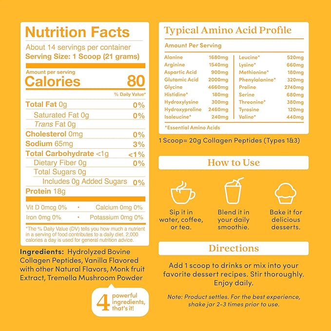 Further Food Vanilla Collagen Peptides Powder, 1 & 3 Protein, 10.37 oz