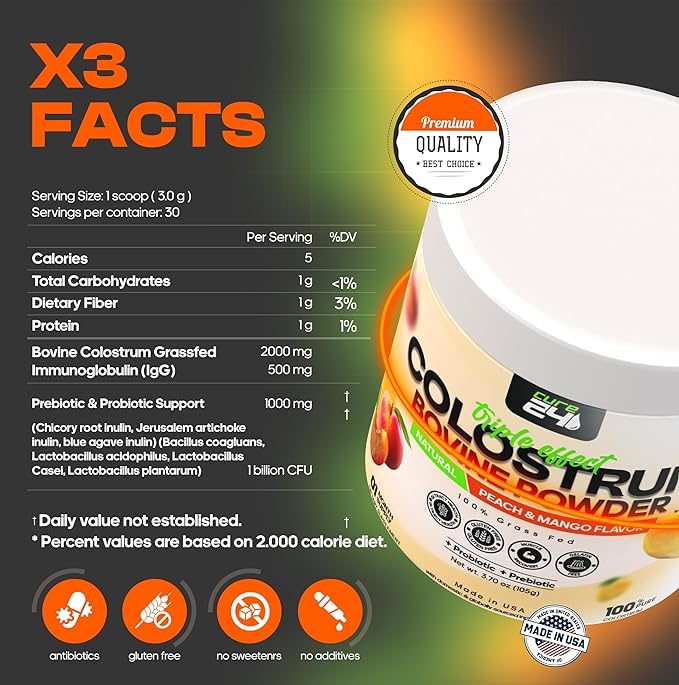 Bovine X3 Colostrum Supplement Powder 100% Pure
