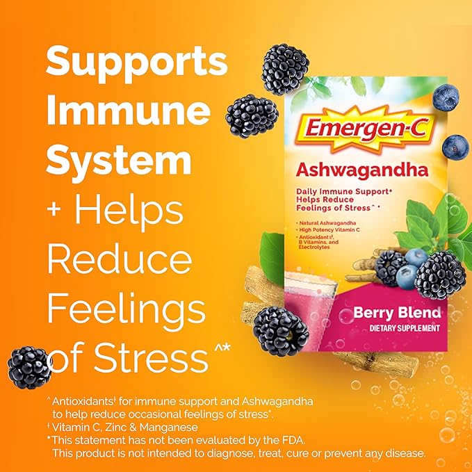 Emergen-C Vitamin C Ashwagandha Drink Mix, 18 Count