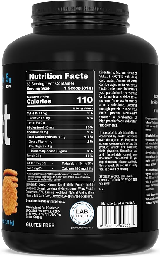PEScience Select Low Carb Protein Powder, Snickerdoodle, 55 Serving, Keto Friendly and Gluten Free