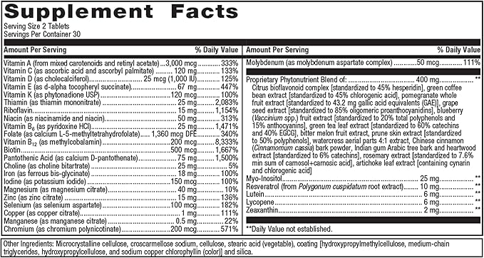 Metagenics PhytoMulti Multivitamin with Iron B6 Vitamins 60 Tablets