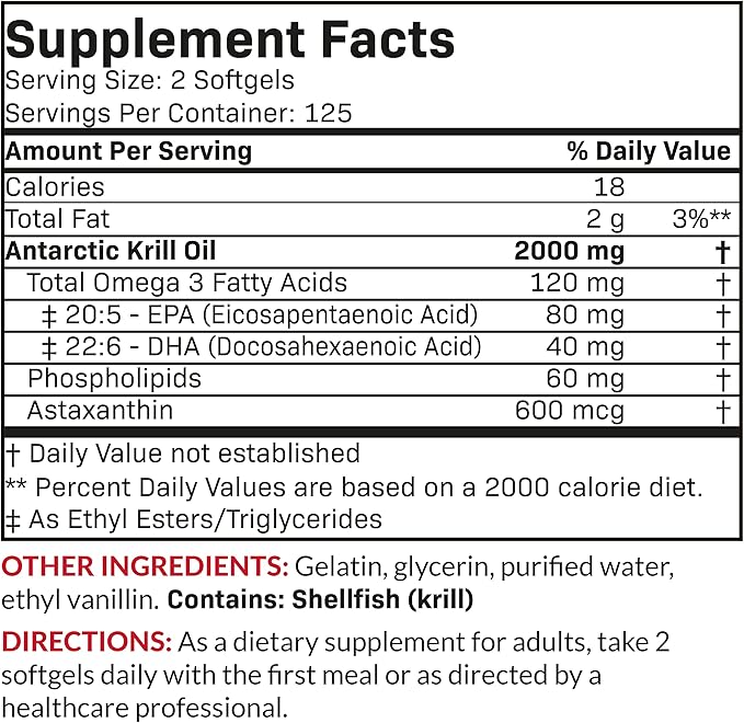 Futurebiotics Antarctic Krill Oil 2000mg Omega-3s EPA, 100% Pure 250 Softgels