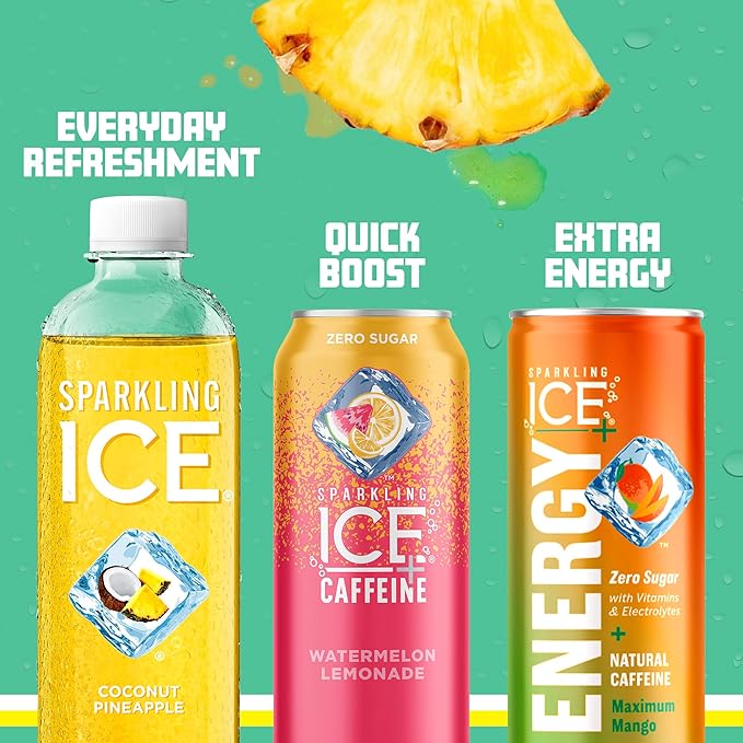 Sparkling Ice, Coconut Pineapple Sparkling Water, Zero Sugar Flavored Water, with Vitamins and Antioxidants, Low Calorie Beverage, 17 fl oz Bottles (Pack of 12)