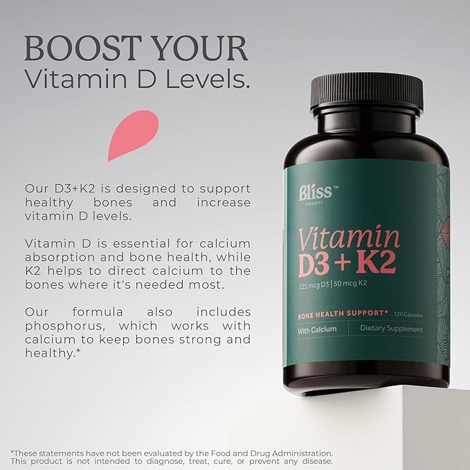 Vitamin D3 K2 D3 5000 5000 IU K2 as MK-7, Calcium, 120 Vegcaps, 120 Day