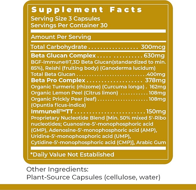 Premier Research Labs Nucleo Immune - Beta Glucan Supplements, Beta Glucans, Phytochemicals, Prickly Pear, Fiber, Immune Support - 90 Capsules