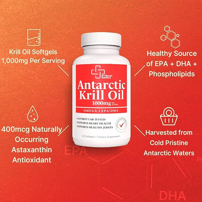 Premium 1000mg Antarctic Krill Oil Omega-3, EPA,