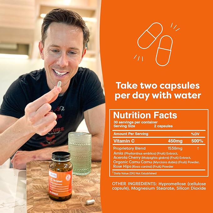 FlavCity Vitamin C Supplement, C-Ya later- 60 Capsules