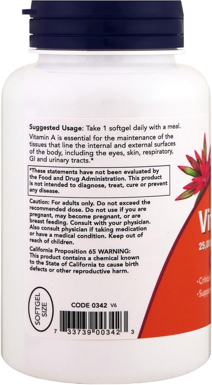Now Foods Vitamin A, 25000 IU 250 Softgels 2)