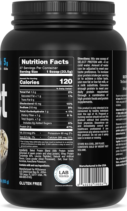 PEScience Select Low Carb Protein Powder, Chocolate Cupcake, 27 Serving, Keto Friendly and Gluten Free