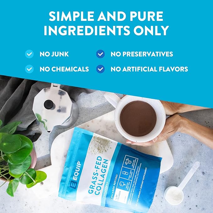Equip Foods Grass Fed Collagen Powder -100% Hydrolyzed 1 Pound,