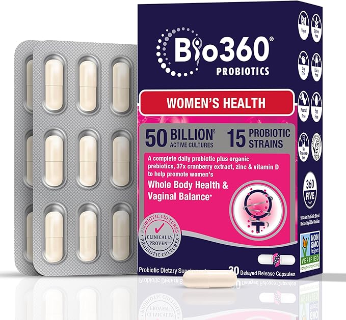Women's Probiotic Supplement, Digestive, Immune, Vaginal 15 Diverse 50 Billion 37X Cranberry D3, 30CT 30CT
