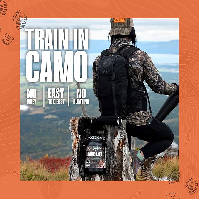 REDCON1 x Mossy Oak MRE Lite Whole Food Protein Powder, Chocolate Moose - Low Carb & Whey Free Meal Replacement with Animal Protein Blends - Easy to Digest Supplement Made with MCT Oils (30 Servings)