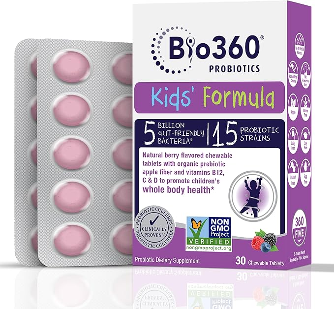 Kids Probiotic Supplement, Daily Support 15 Strains 5 Billion 30 Chewable