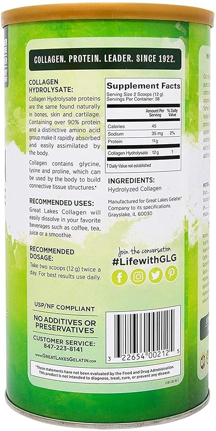 Great Lakes Wellness Collagen Peptides Powder 16oz - 4 Pack