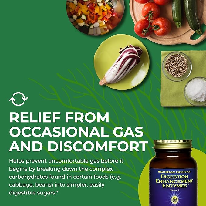 HEALTHFORCE SUPERFOODS Digestion Enhancement Enzymes 120 Vegan