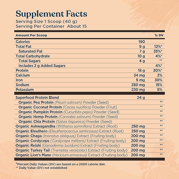 Four Sigmatic Organic Vegan Protein Powder | 18g Plant-Based Protein per Serving | Gluten Free, Dairy Free, Soy Free, Non-GMO with No Filler Ingredients | 21.16oz, 15 Servings | Sweet Vanilla