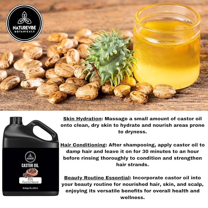 Naturevibe Botanicals Castor Oil 32 Ounces 100% Pure