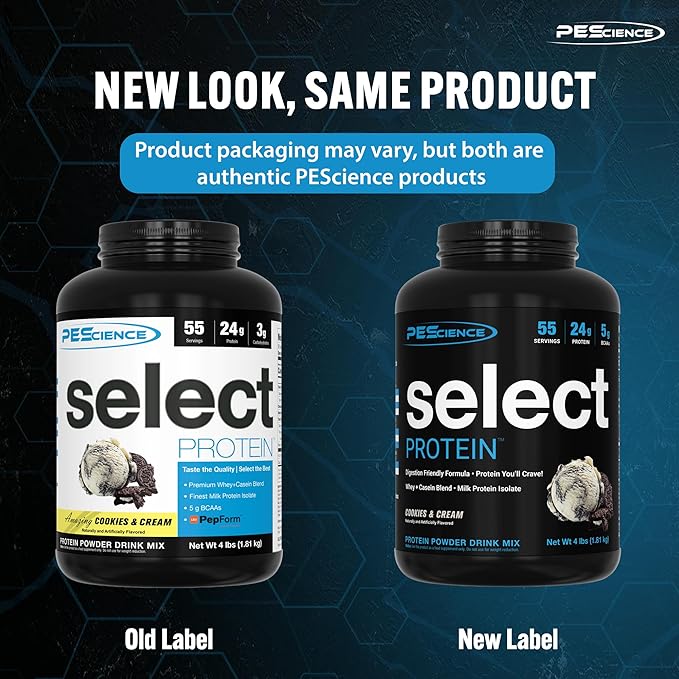 PEScience Select Low Carb Protein Powder, Cookies and Cream, 55 Serving, Keto Friendly and Gluten Free