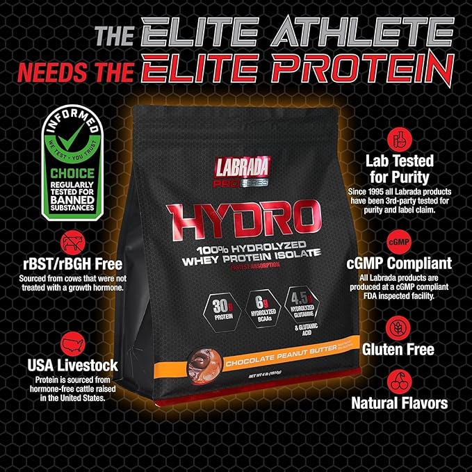 Labrada Hydro 100% Pure Hydrolyzed Whey 45 Servings 4lb (Peanut