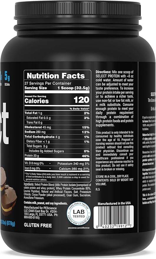 PEScience Select Low Carb Protein Powder, Chocolate Peanut Butter Cup, 27 Serving, Keto Friendly and Gluten Free
