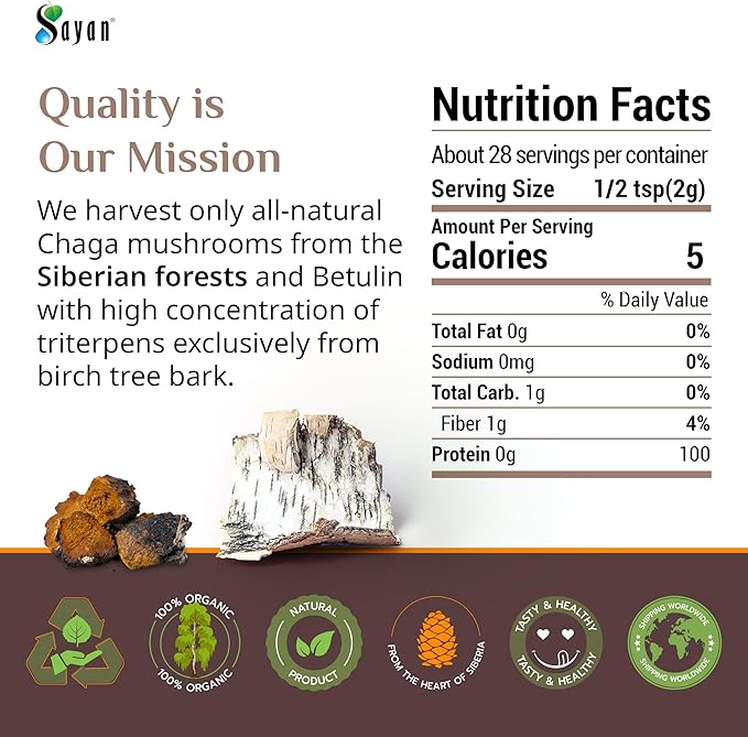 Sayan Siberian Chaga Mushroom Extract (2.2lbs)–Organic Antioxidant