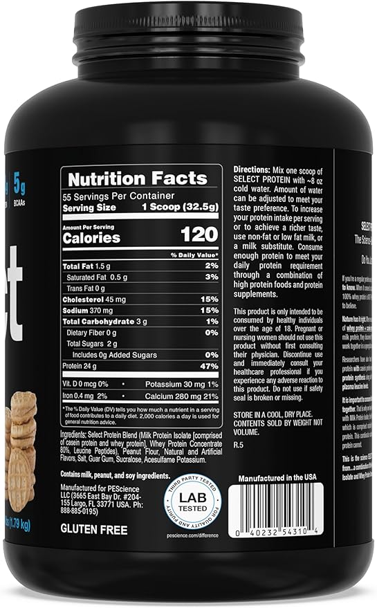 PEScience Select Low Carb Protein Powder, Peanut Butter Cookie, 55 Serving, Keto Friendly and Gluten Free