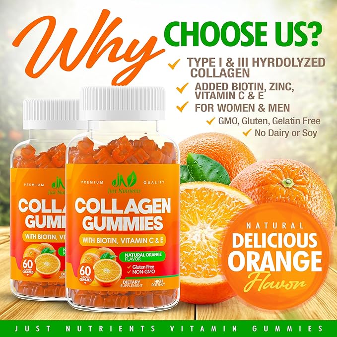 Collagen Peptides Gummies with Biotin, Vitamin 60 Gummies