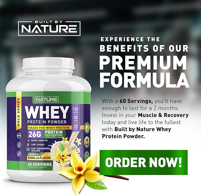 Whey Protein Powder 100% Pure 26g Protein, 60 Servings