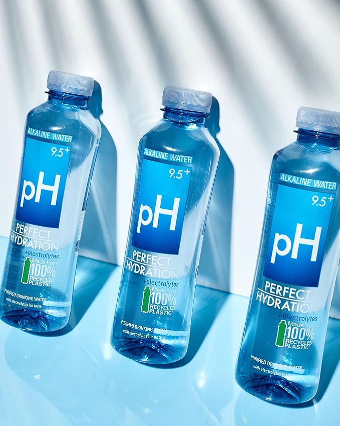 Perfect Hydration 9.5+ pH Alkaline Drinking Water 100% Recycled Bottles Electrolyte Minerals for Taste 24 pack - 20 oz