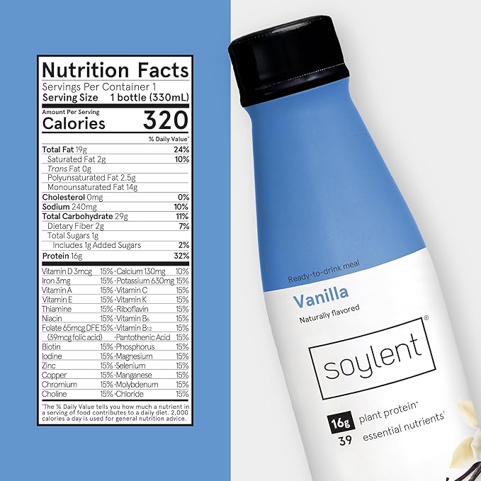 Soylent Vanilla Meal Replacement Shake, Contains 16g Complete 11oz, 12 12 Pack