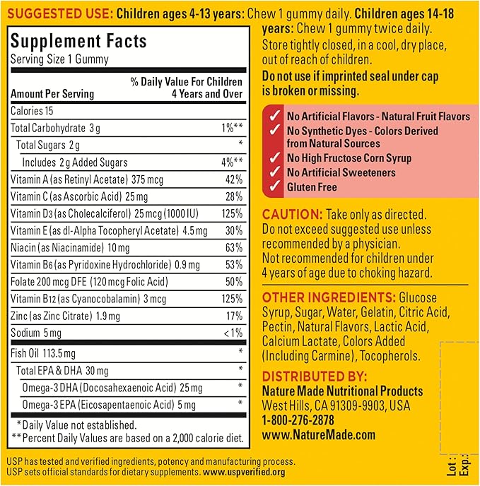 Nature Made Kids First Multivitamin Omega-3, Kids 70 Kids