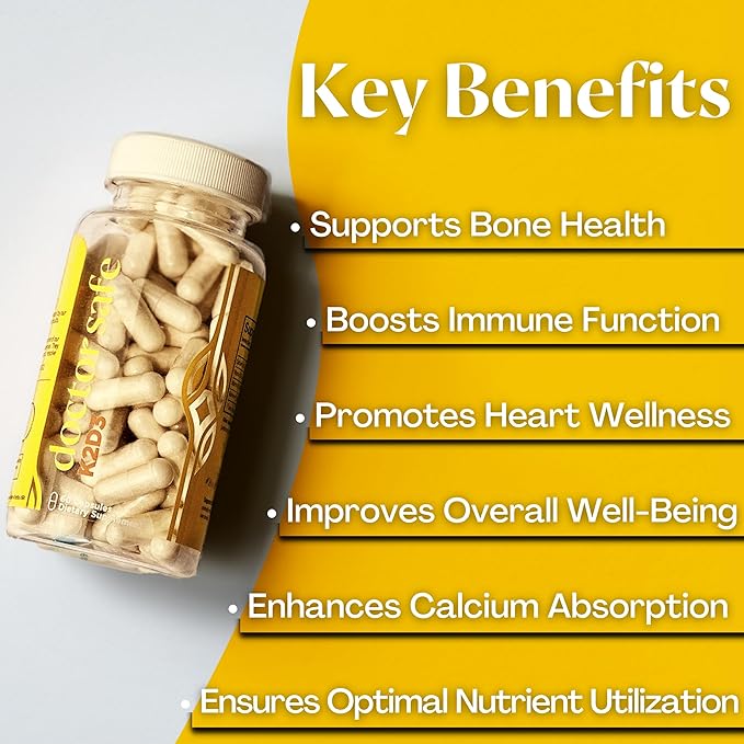 DOCTOR SAFE Vitamin D3 + K2 D3 5000iu 5000iu & 100mcg of K2 as MK-7 | (60ct)