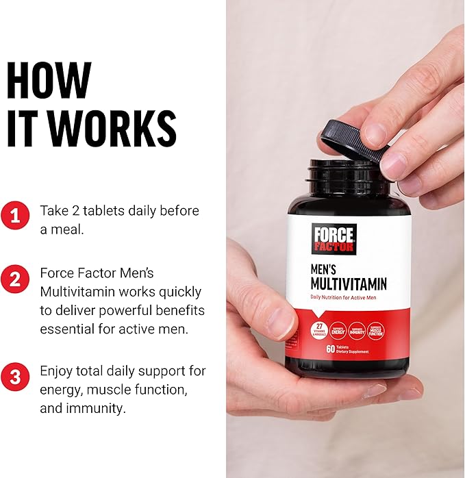 Force Factor Men’s Multivitamins, Multivitamin 27 Vitamins 60 Tablets