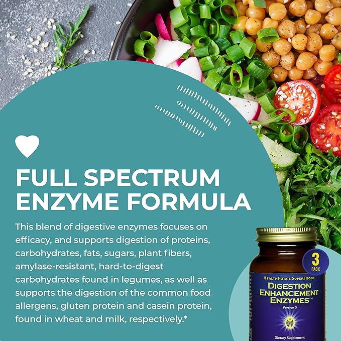 HEALTHFORCE SUPERFOODS Digestion Enhancement Enzymes 120 Vegan 3)