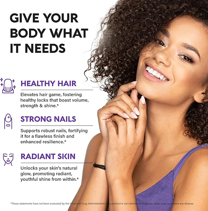 Liquid Biotin & Collagen - Vitamins for Hair Growth Support for Women & Men - Extra Strength 60000 mcg Drops - B7 Supplement - Strong Nails & Healthy Skin - 98% Faster Absorption Than Pills