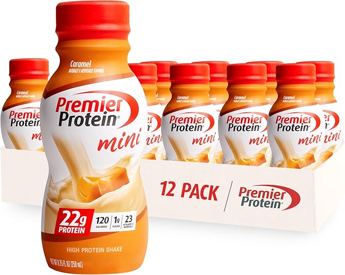 Premier Protein Shake MINIs Caramel 22g 120 Calorie 12 & 8 Flavor 30g Protein 24 Vitamins