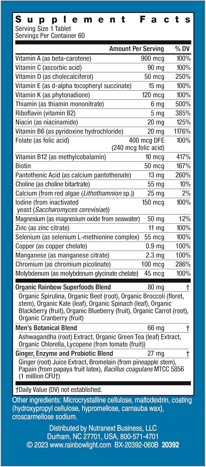 Rainbow Light Multivitamin for Men, Vitamin 60 Tablets