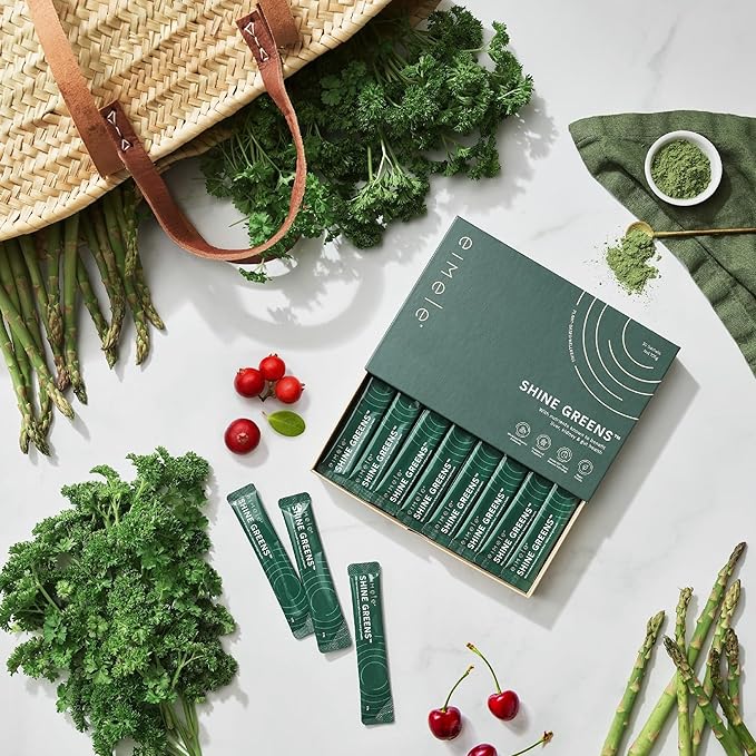 Shine Greens | Superfood Greens Powder Sachets | Supports Energy, Digestion & Immunity | Antioxidants, Essential Nutrients & Probiotics | 30 Sachets (3.70 oz Total)