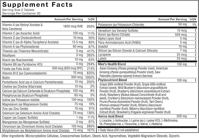Force Factor Men’s Multivitamins, Multivitamin 27 Vitamins 60 Tablets