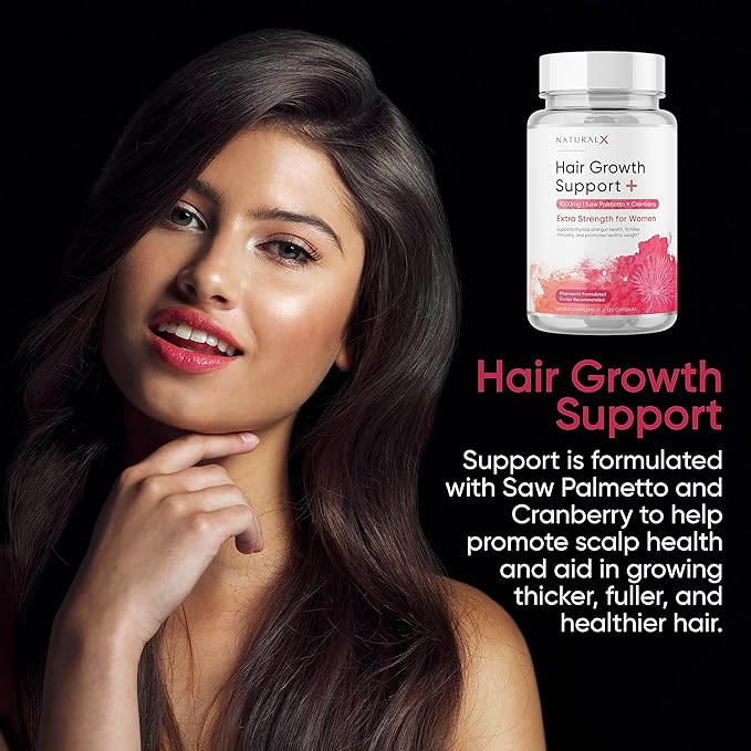 Saw Palmetto for Women - DHT Blocker Hair Growth Supplement - 1500mg Saw Palmetto with Cranberry for Anti-Hair Loss Support, Hair Vitamins for Thicker, Fuller Hair and Regrowth (30-Day Supply)