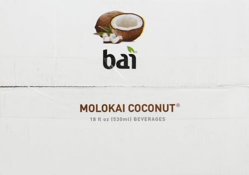 Bai Coconut Flavored Water, Molokai Coconut, Antioxidant Infused Drinks, 18 Fl. Oz. (Pack of 6)