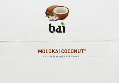 Bai Coconut Flavored Water, Molokai Coconut, Antioxidant Infused Drinks, 18 Fl. Oz. (Pack of 6)