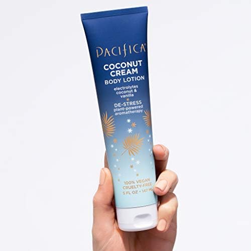 Pacifica Body Lotion – Coconut Cream Moisturizing Body Cream with Aloe, Vitamin E & Chamomile Coconut & Vanilla Scent - Skin Care Clean Vegan & Cruelty-Free Dermatologist Tested 5 fl oz