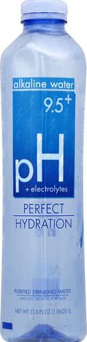 Perfect Hydration 9.5+ pH Alkaline Drinking Water | 100% Recycled Bottles | Electrolyte Minerals for Taste | 12 pack - 1 Liter (33.8 oz)