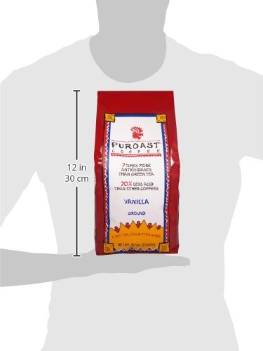 Puroast Low Acid Coffee Ground | Vanilla Blend Ground | Medium Roast | High Antioxidants & High pH |No Bitter Aftertaste | Reduced Heartburn & GERD | Suitable for Cold Brew - 2.2 LB