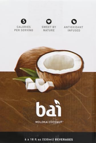 Bai Coconut Flavored Water, Molokai Coconut, Antioxidant Infused Drinks, 18 Fl. Oz. (Pack of 6)