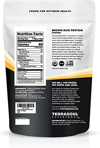 Terrasoul Superfoods Organic Sprouted Brown Rice Protein Powder, 1.5 Pounds