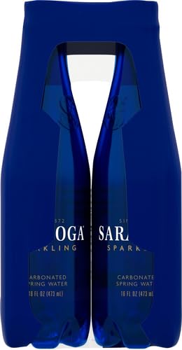 Saratoga Sparkling Water Bottles, 24-Pack - Carbonated Spring Bottled Water with Naturally Occurring Minerals & Electrolytes - Recycled PET Plastic Bottles - 16 Fl Oz