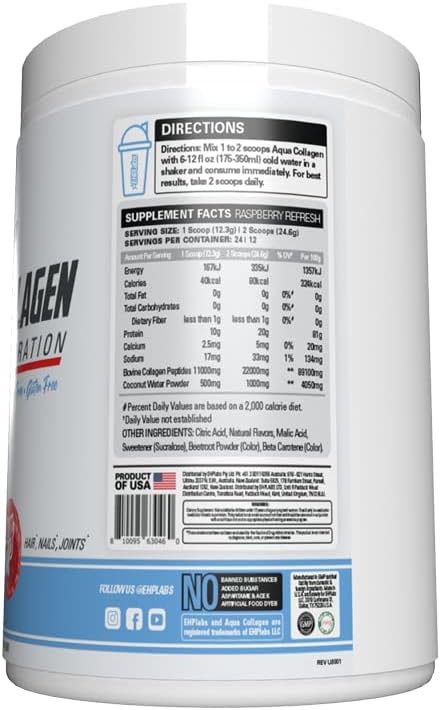 EHP Labs Aqua Hydrolyzed Collagen Peptides Powder 10g of 24 Servings